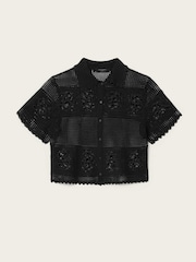 AllSaints Black Kyra Polo T-Shirt - Image 4 of 4