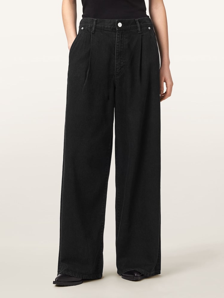 AllSaints Black Haze Pleat Jeans - Image 1 of 7