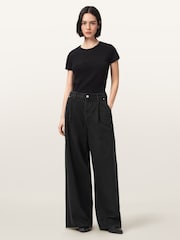 AllSaints Black Haze Pleat Jeans - Image 2 of 7