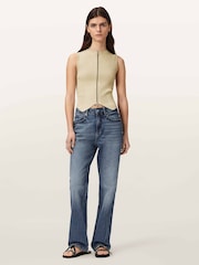 AllSaints Cream Cruz Zip Waiscoat - Image 2 of 5
