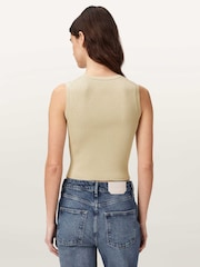 AllSaints Cream Cruz Zip Waiscoat - Image 3 of 5
