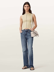 AllSaints Cream Cruz Zip Waiscoat - Image 4 of 5