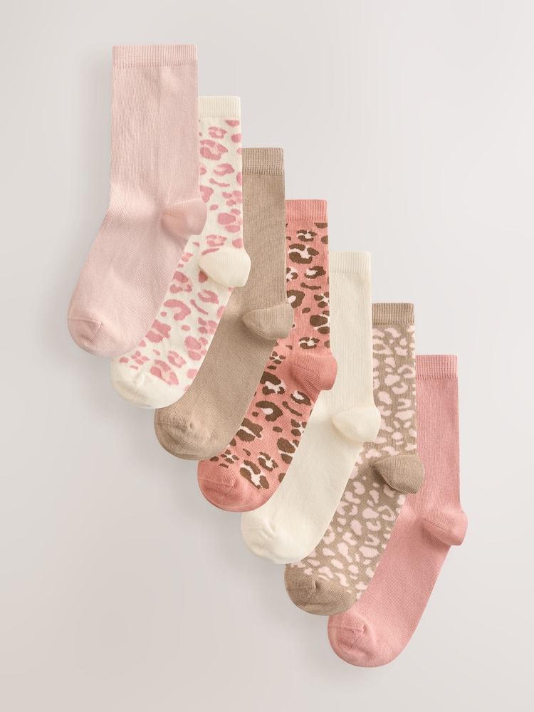 Pink Animal Ankle Socks 7 Pack - Image 1 of 10 Pink Animal Ankle Socks 7 Pack - Image 1 of 10