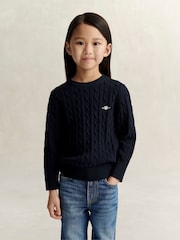 GANT Blue Shield Cable Knit Jumper - Image 1 of 7