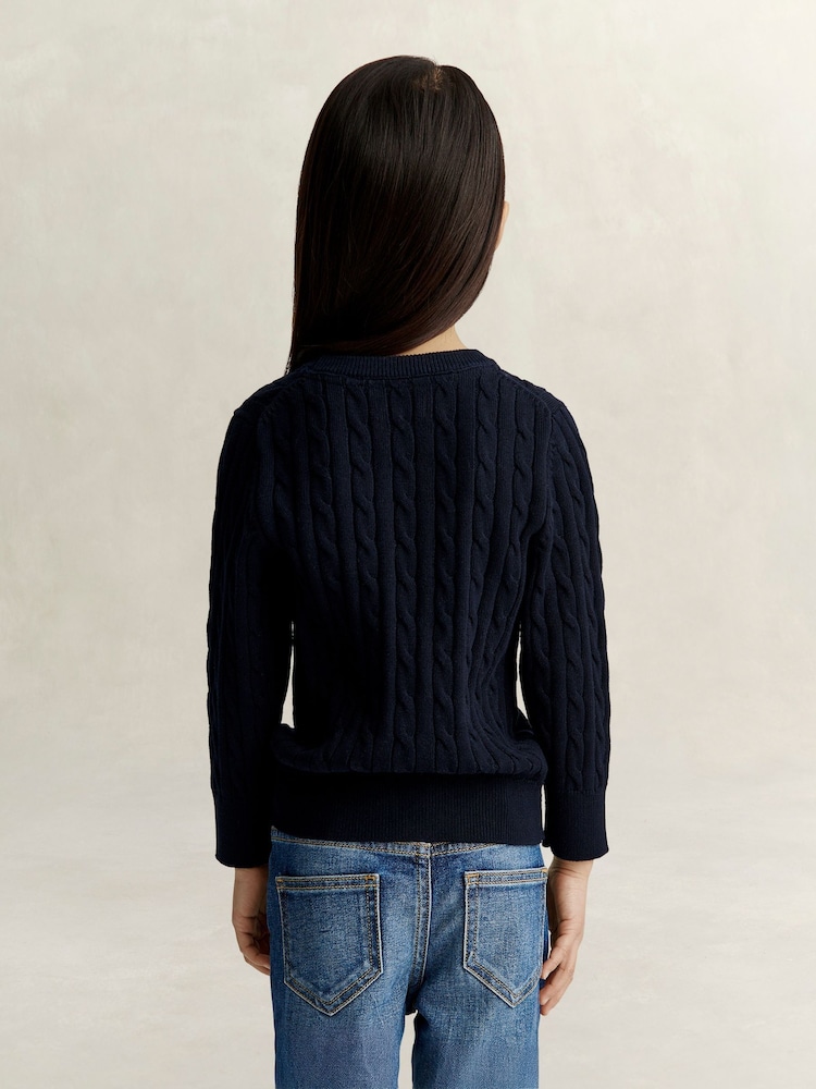 GANT Blue Shield Cable Knit Jumper - Image 2 of 7 GANT Blue Shield Cable Knit Jumper - Image 2 of 7