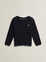 GANT Blue Shield Cable Knit Jumper - Image 5 of 7