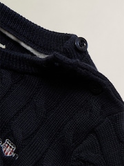GANT Blue Shield Cable Knit Jumper - Image 6 of 7