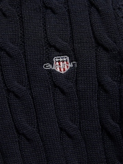 GANT Blue Shield Cable Knit Jumper - Image 7 of 7