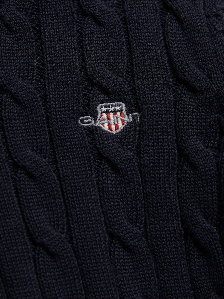 GANT Blue Shield Cable Knit Jumper - Image 7 of 7 GANT Blue Shield Cable Knit Jumper - Image 7 of 7