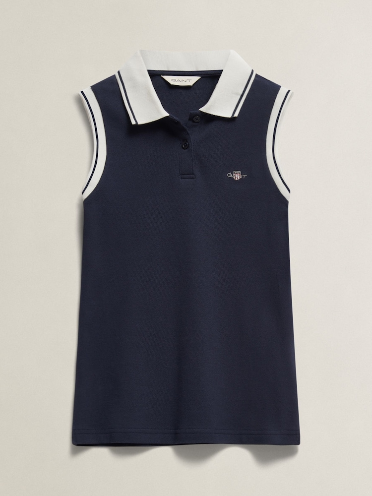 GANT Blue Shield Sleeveless Polo Top - Image 1 of 2