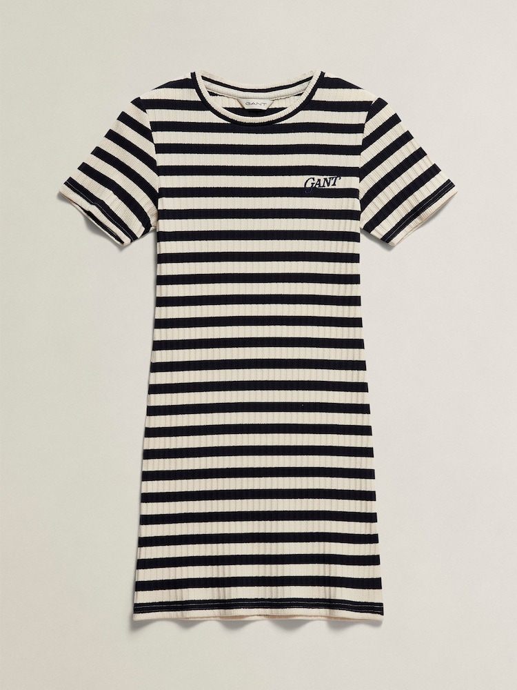 GANT Blue Striped Rib T-Shirt Dress - Image 1 of 2