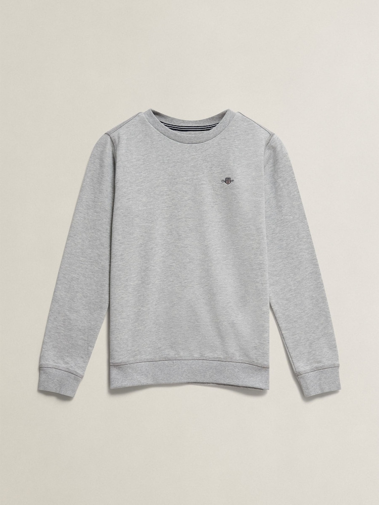 GANT Grey Shield Crew Neck Sweatshirt - Image 1 of 2