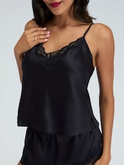 Boux Avenue Black Cami Shorts Amelia Satin Pyjama Set - Image 4 of 6