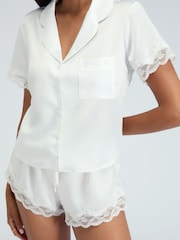 Boux Avenue White Amelia Satin Short Pyjamas Set - Image 4 of 6