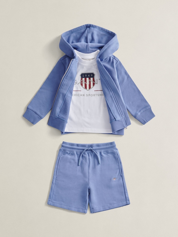 Μπλε - Σετ GANT Shield Full Zip Φούτερ με κουκούλα, Κοντομάνικο μπλουζάκι & Sweat Short - Εικόνα 1 από 6 Μπλε - Σετ GANT Shield Full Zip Φούτερ με κουκούλα, Κοντομάνικο μπλουζάκι & Sweat Short - Εικόνα 1 από 6