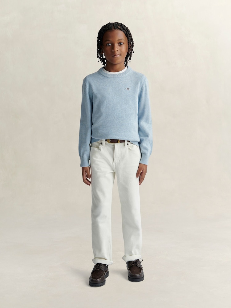 GANT Blue Shield Cotton Crew Neck Sweater - Image 4 of 4