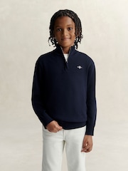 GANT Blue Shield Cotton Half Zip Sweater - Image 1 of 4