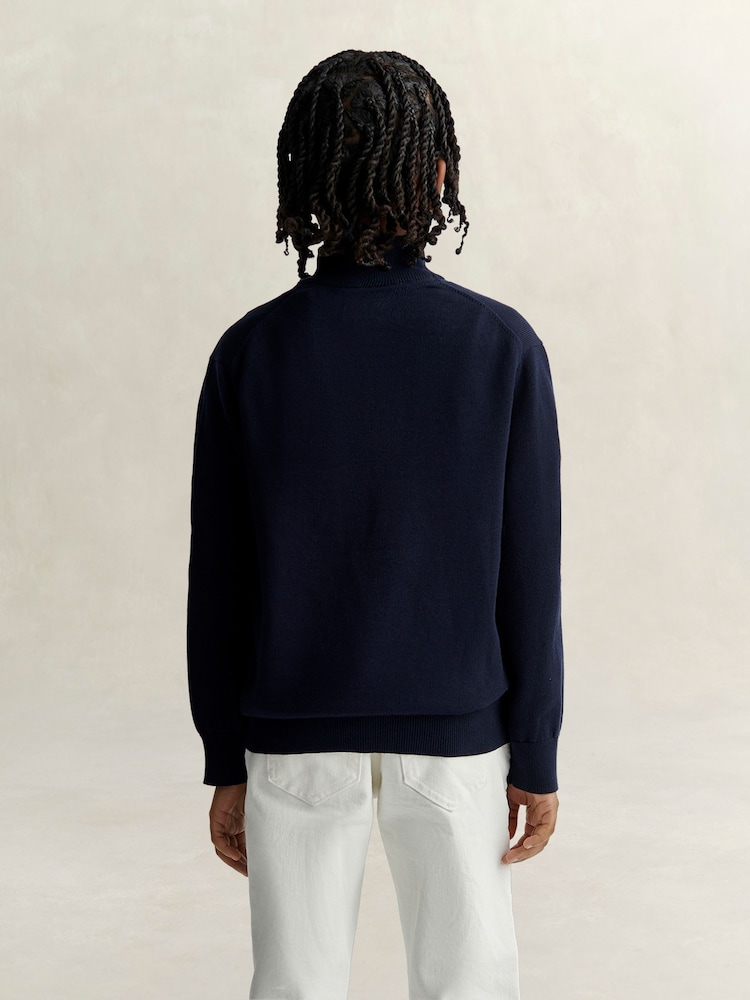 GANT Blue Shield Cotton Half Zip Sweater - Image 2 of 4 GANT Blue Shield Cotton Half Zip Sweater - Image 2 of 4