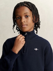 GANT Blue Shield Cotton Half Zip Sweater - Image 3 of 4