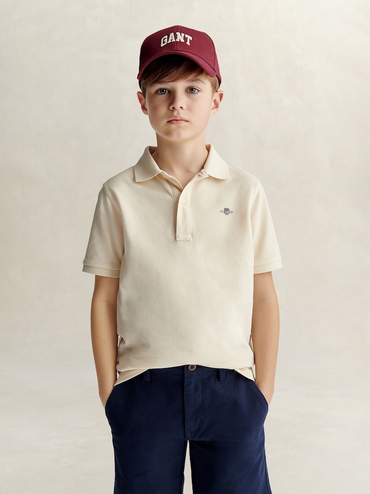 GANT Cream Shield Pique Short Sleeve Polo Shirt - Image 1 of 4