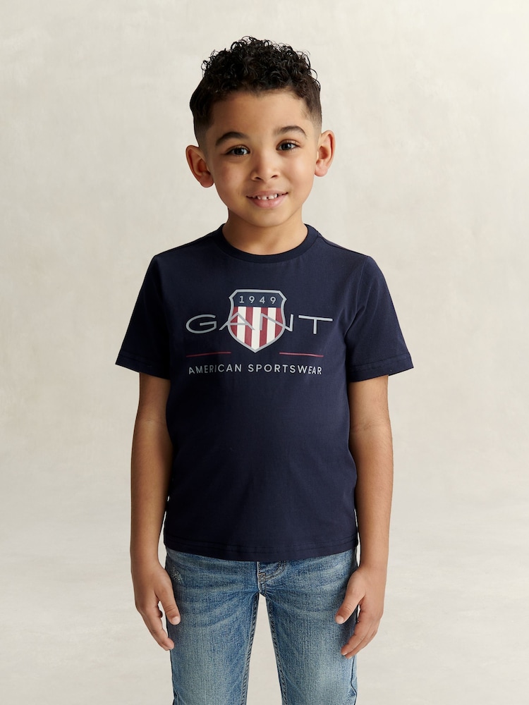 GANT Blue Archive Shield Short Sleeve T-Shirt - Image 1 of 7 GANT Blue Archive Shield Short Sleeve T-Shirt - Image 1 of 7