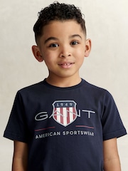 GANT Blue Archive Shield Short Sleeve T-Shirt - Image 3 of 7