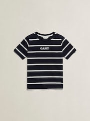 GANT Blue Gant Graphic Stripe Short Sleeve  T-Shirt - Image 1 of 3
