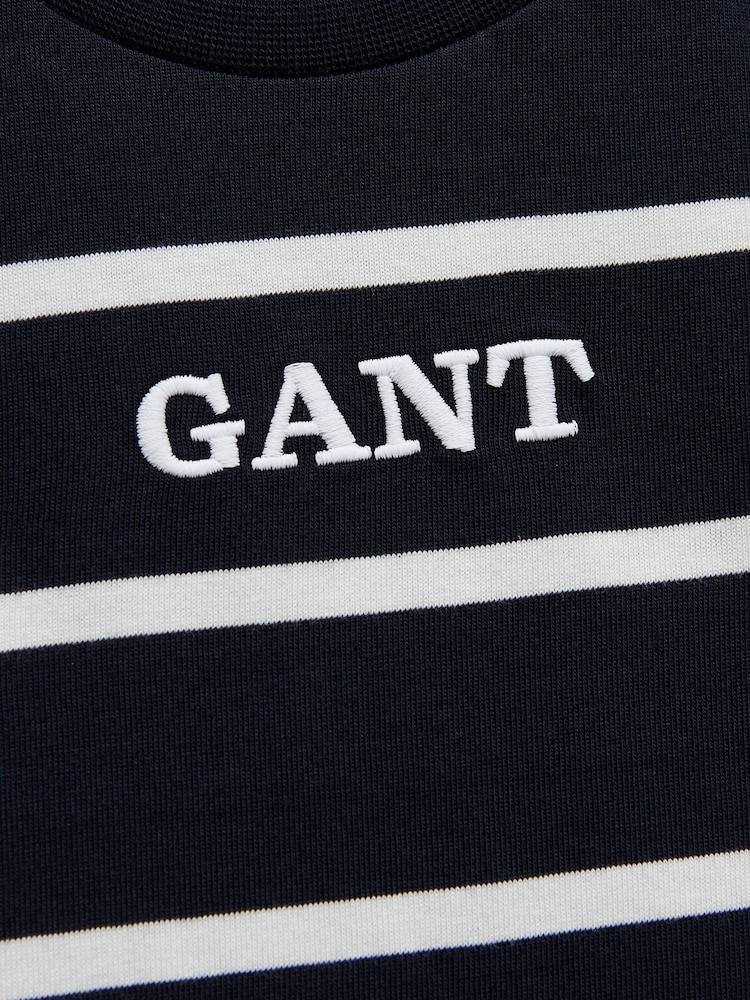 GANT Blue Gant Graphic Stripe Short Sleeve T-Shirt - Image 2 of 3 GANT Blue Gant Graphic Stripe Short Sleeve T-Shirt - Image 2 of 3