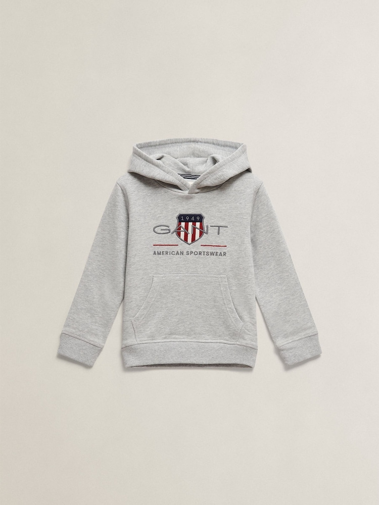 GANT Grey Archive Shield Hoodie - Image 1 of 2