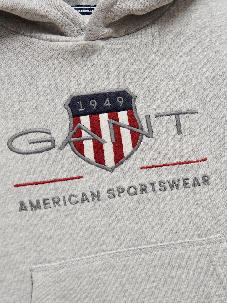 GANT Grey Archive Shield Hoodie - Image 2 of 2