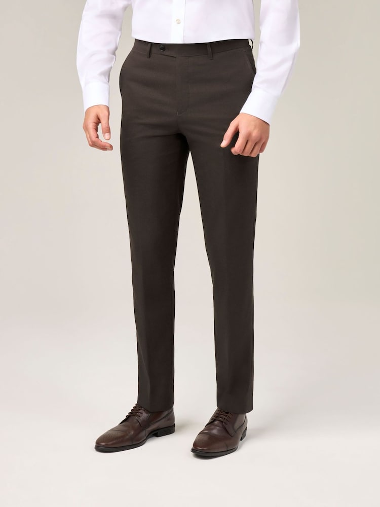 Skopes Brown Corsica Tailored Fit Linen Blend Suit Trousers - Image 1 of 4
