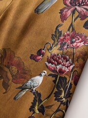CERENE Floral Print Satin Wide Leg Trousers - Imaginea 10 din 11