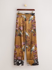 CERENE Floral Print Satin Wide Leg Trousers - Imaginea 2 din 11