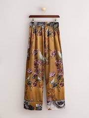 CERENE Floral Print Satin Wide Leg Trousers - Imaginea 7 din 11