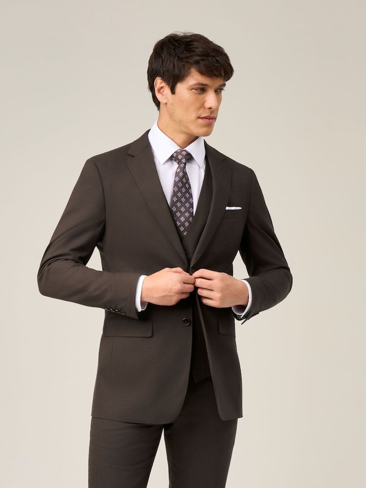Skopes Brown Corsica Tailored Fit Linen Blend Suit Jacket - Image 1 of 8