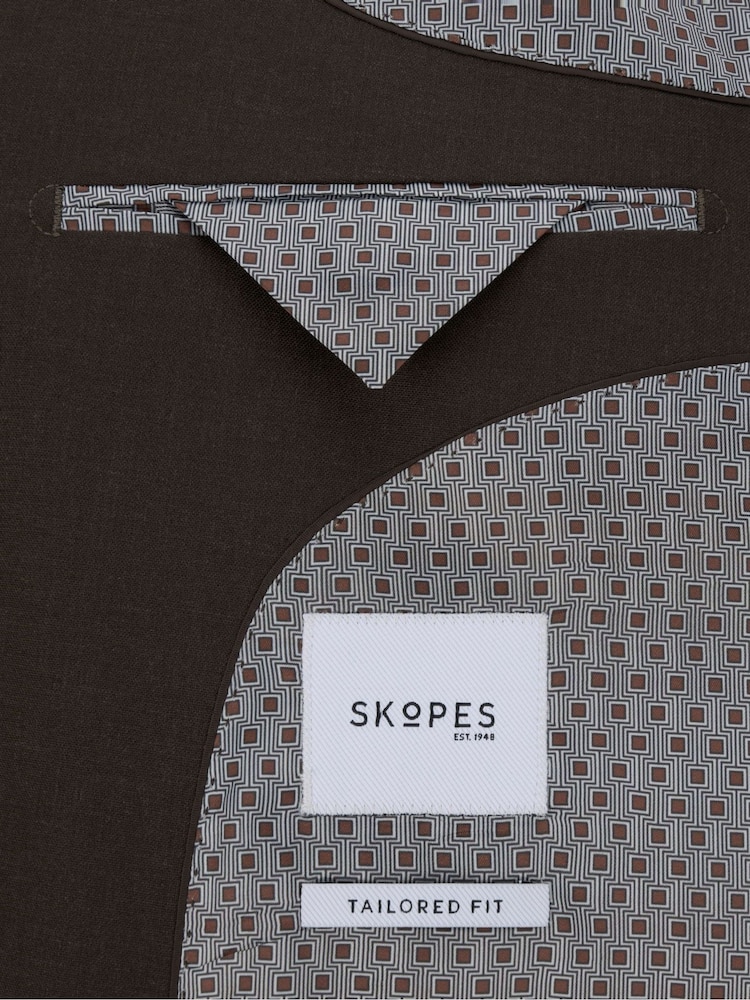 Skopes Brown Corsica Tailored Fit Linen Blend Suit Jacket - Image 8 of 8
