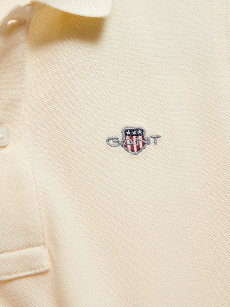 GANT Cream Shield Pique SS Polo Shirt - Image 2 of 2 GANT Cream Shield Pique SS Polo Shirt - Image 2 of 2