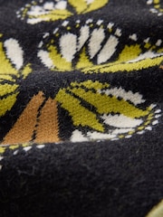 CERENE Edmonds Black Jacquard Butterfly  Print Zip Through Knitted Jacket - Image 7 of 12