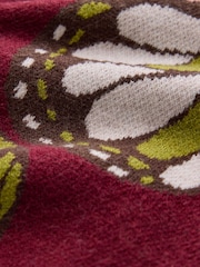 CERENE Edmonds Burgundy Jacquard Butterfly  Print Zip Through Knitted Jacket - Image 9 of 10