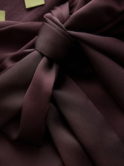 CERENE Bridget Burgundy Satin Scarf Detail Knitted Back Blouse - Image 7 of 9