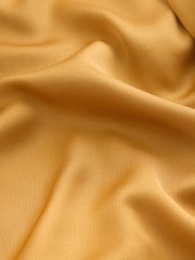 CERENE Bridget Ochre Yellow Cerenity Print Satin Scarf Detail Knitted Back Blouse - Image 11 of 11