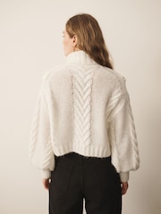 Cream - CERENE Chunky Ribbon Roll Neck Jumper - Larawan 4 ng 10