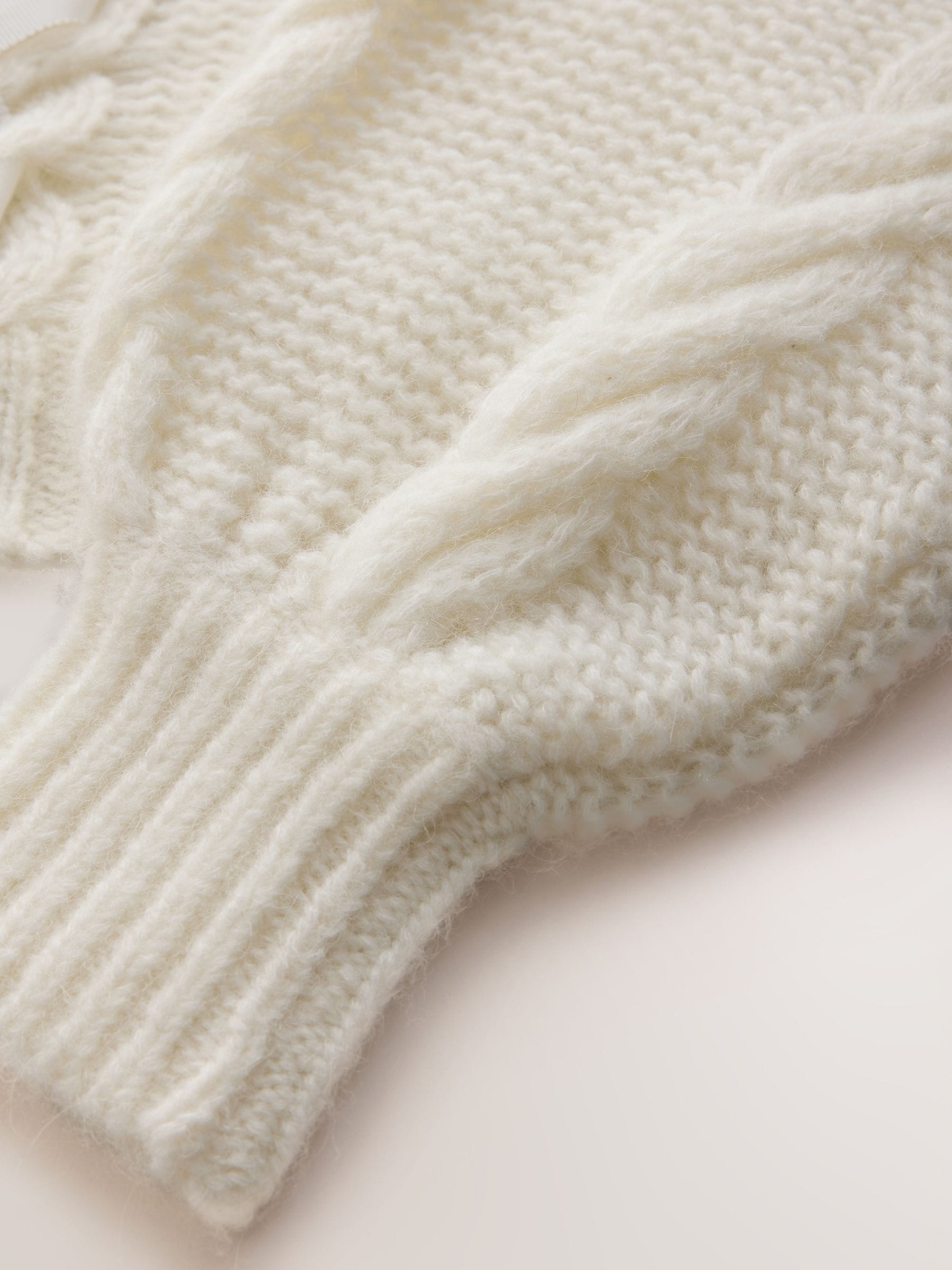 Buy CERENE Cara Cream Wool Rich Chunky Ribbon Roll Neck Jumper