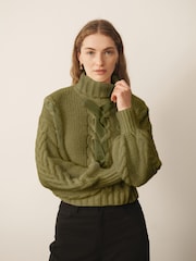 Berde - CERENE Chunky Ribbon Roll Neck Jumper - Larawan 1 ng 13