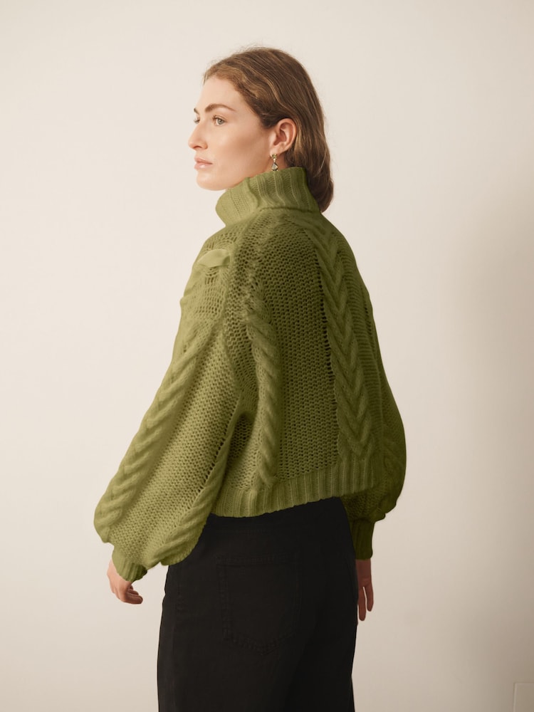 Berde - CERENE Chunky Ribbon Roll Neck Jumper - Larawan 2 ng 13