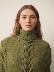 Berde - CERENE Chunky Ribbon Roll Neck Jumper - Larawan 3 ng 13