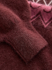CERENE Burugundy Red Fairisle Crew Neck Jumper - Image 10 of 10