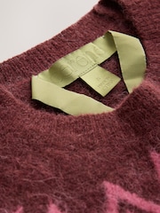 CERENE Burugundy Red Fairisle Crew Neck Jumper - Image 7 of 10