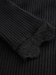 CERENE Eden Black Contrast Lace Panel And Cuff Jumper - Image 7 of 11
