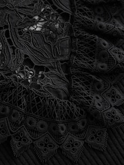 CERENE Eden Black Contrast Lace Panel And Cuff Jumper - Image 8 of 11